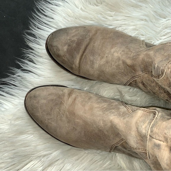 l e a t h e r :: Distressed Tall Leather Riding Boots - Picture 10 of 16